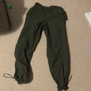 dark green parachute pants